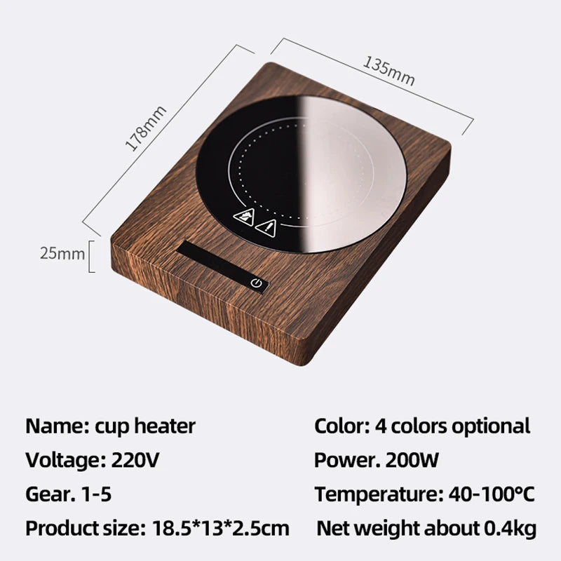 100°C Cup Heater Mug Warmer Hot Tea Makers Automatic Warmer Coaster 5 Gear Temperature Cup Heaters Coffee Milk Tea Heating Pad