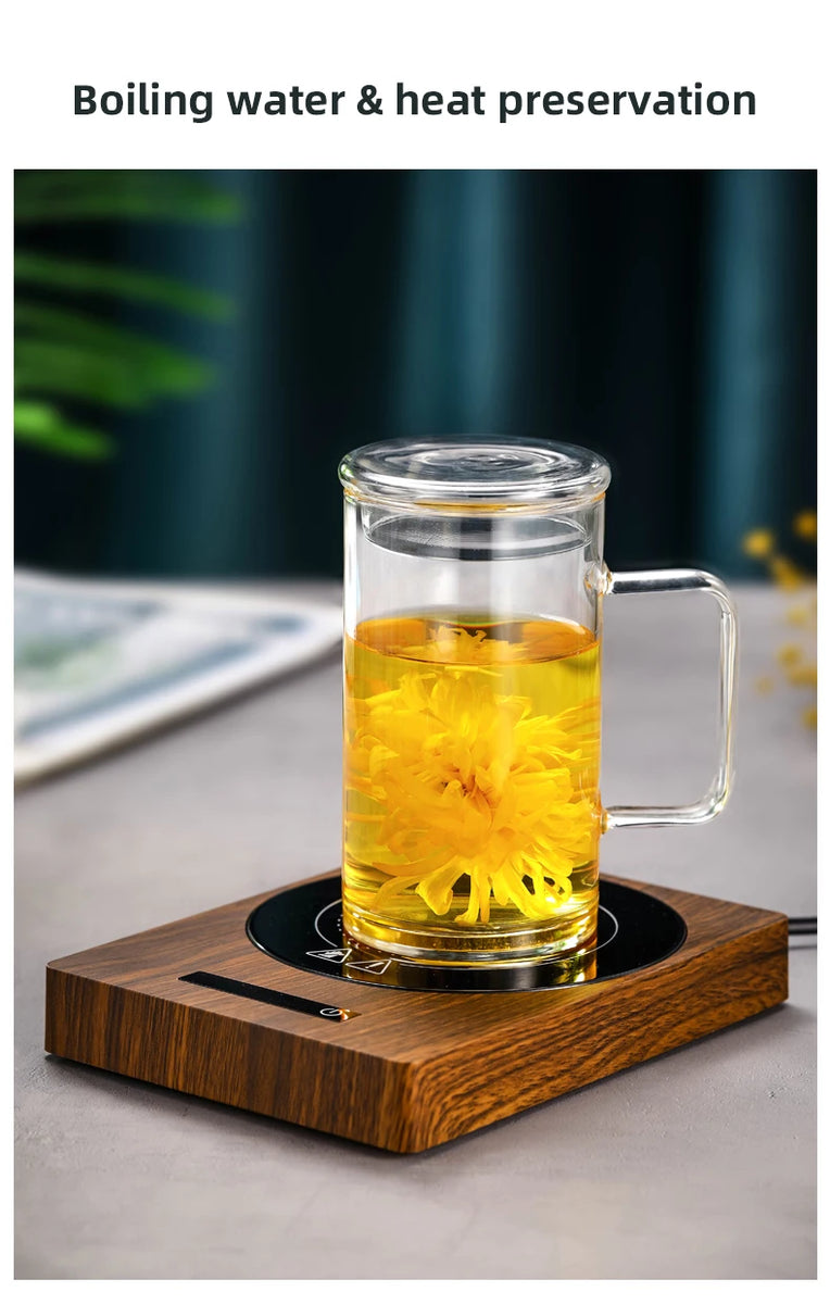 100°C Cup Heater Mug Warmer Hot Tea Makers Automatic Warmer Coaster 5 Gear Temperature Cup Heaters Coffee Milk Tea Heating Pad