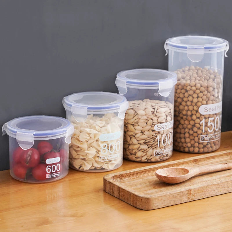 Sealed Storage Box Transparent Kitchen Food Grain Organizer Storage Tank Plastic Large Capacity Moisture-proof Sealed Jars