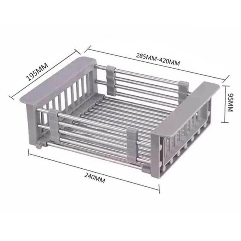 Kitchen Dish Drying Rack,Over Sink Expandable Stainless Steel Dish Rack/Drainer,Adjustable Vegetable Fruit Drain Basket For Sink