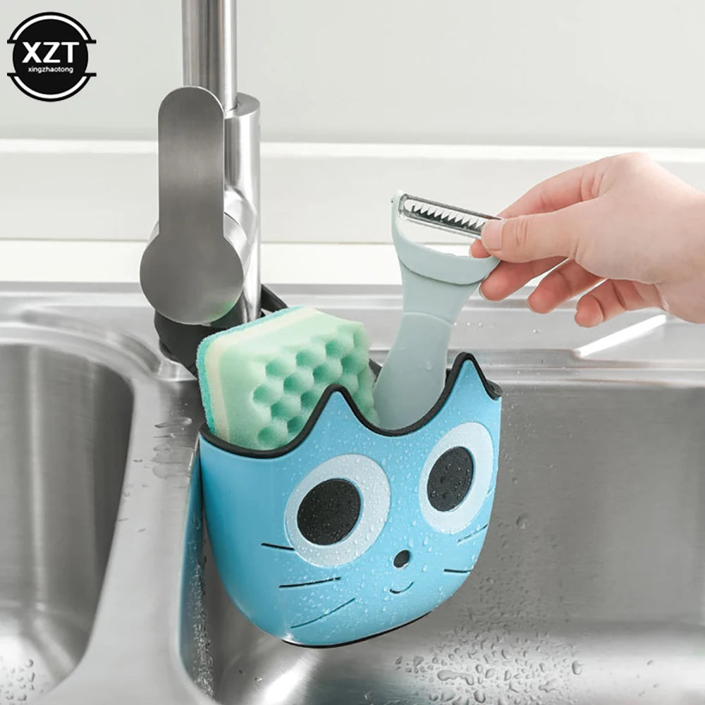 1Pcs Cute Sink Faucet Sponge Holder Ajustable Hanging Storage Basket for Soap Sponge Shelf Kitchen Bathroom Organzier Bag