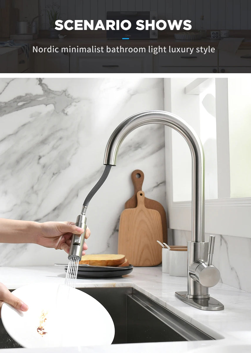 G1/2 Kitchen Faucet Black Surface Water Faucet Kitchen Sink Faucet Pull-out Kitchen Faucet Single Hole Tap