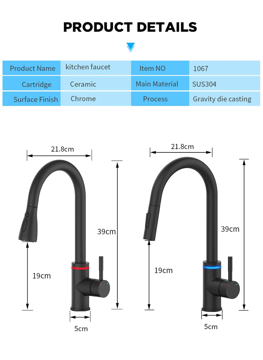 Smart Touch Kitchen Faucets Crane For Sensor Kitchen Water Tap Sink Mixer Rotate Touch Faucet Sensor Water Mixer KH-1005