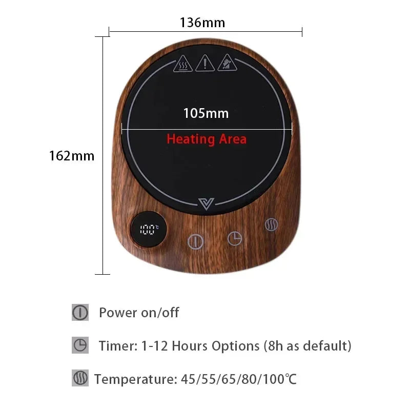 Electric Beverage Heating Plate 200W Smart Milk Tea Coffee Cup Mug Warmer for Desk 5 Temperatures with Timer Automatic Shut Off