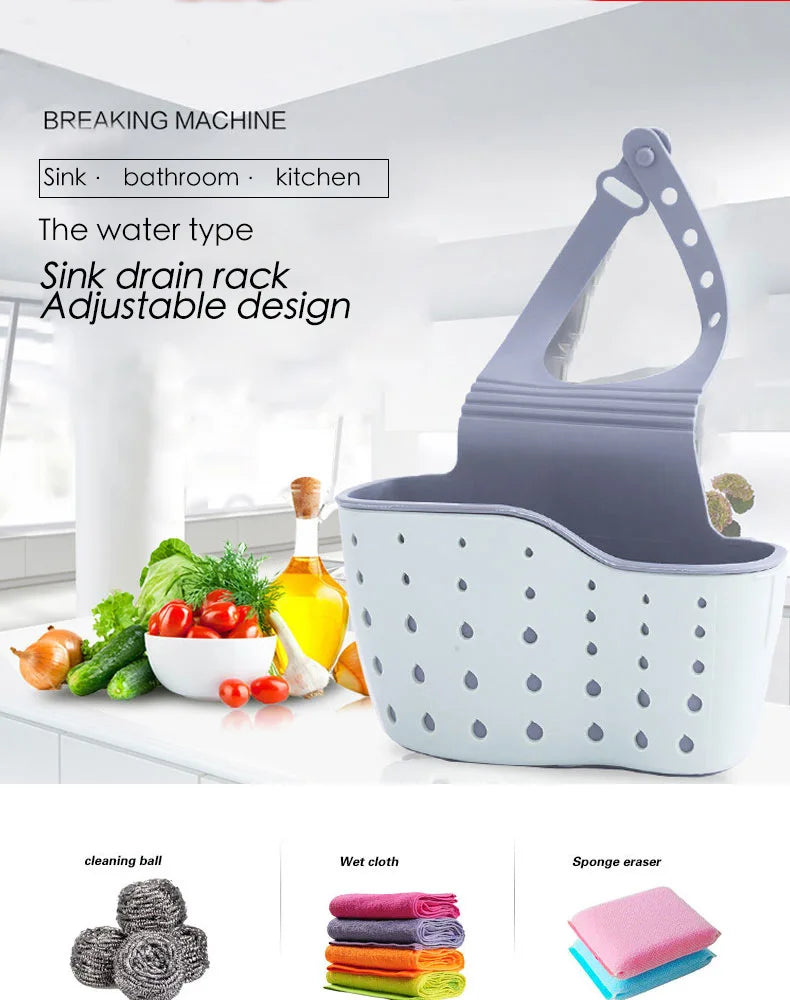 Kitchen Sink Holder Hanging Drain Basket Adjustable Soap Sponge Shelf Organizer Bathroom Faucet Holder Rack Kitchen Accessories