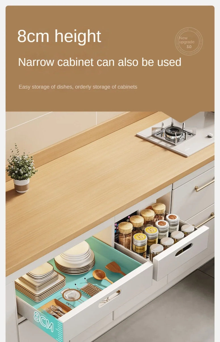 In-Cabinet Drawers Shelf Kitchen Storage Pull Out Bottles Jars Basket Layered Spice Dish Plate Under Sink Boxes Home Organizater