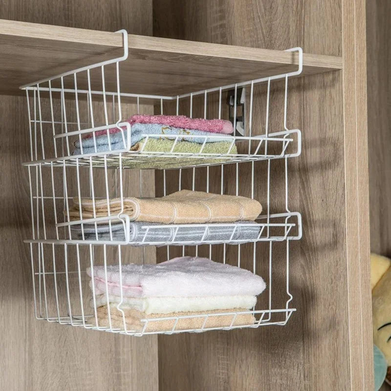 Home Storage Basket Kitchen Multifunctional  Rack Under Cabinet  Shelf  Wire  Organizer basket