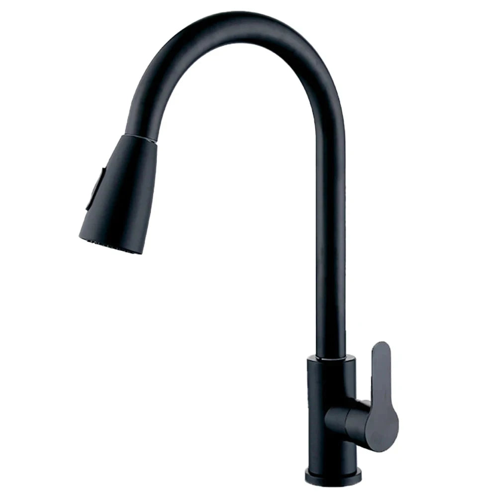 Matte Black Pull Down Kitchen Faucet Chrome Dual Modes Nozzle Hot Cold Water Mixer Crane Tap Brass Spring Kitchen Sink Faucets