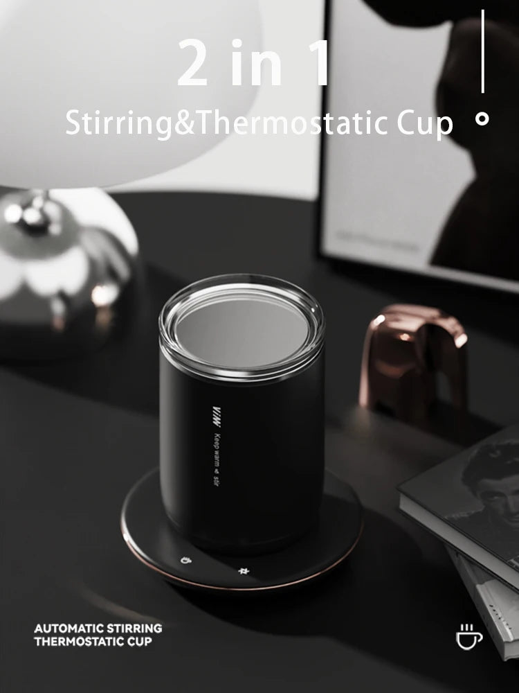 Automatic Magnetic Stirring Mug 2 in 1 Coffee Cup Warmer for Office Home USB Electric Mixing Cup Beverage Warmer Heating Plate