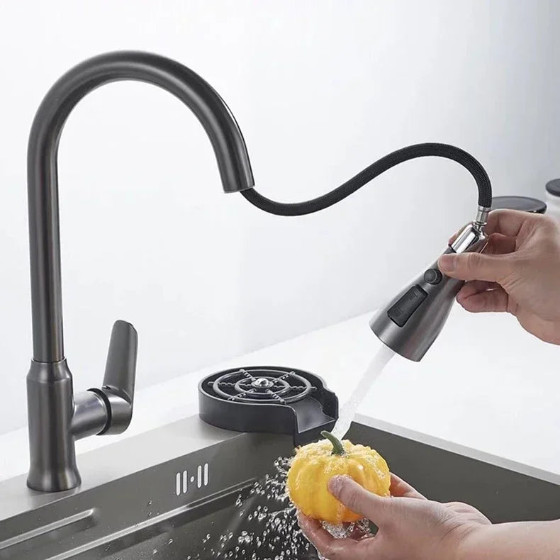 Kitchen Faucet Single Hole Pull Out Spout Kitchen Sink Mixer Tap Stream Sprayer Head Chrome/Black Mixer Tap