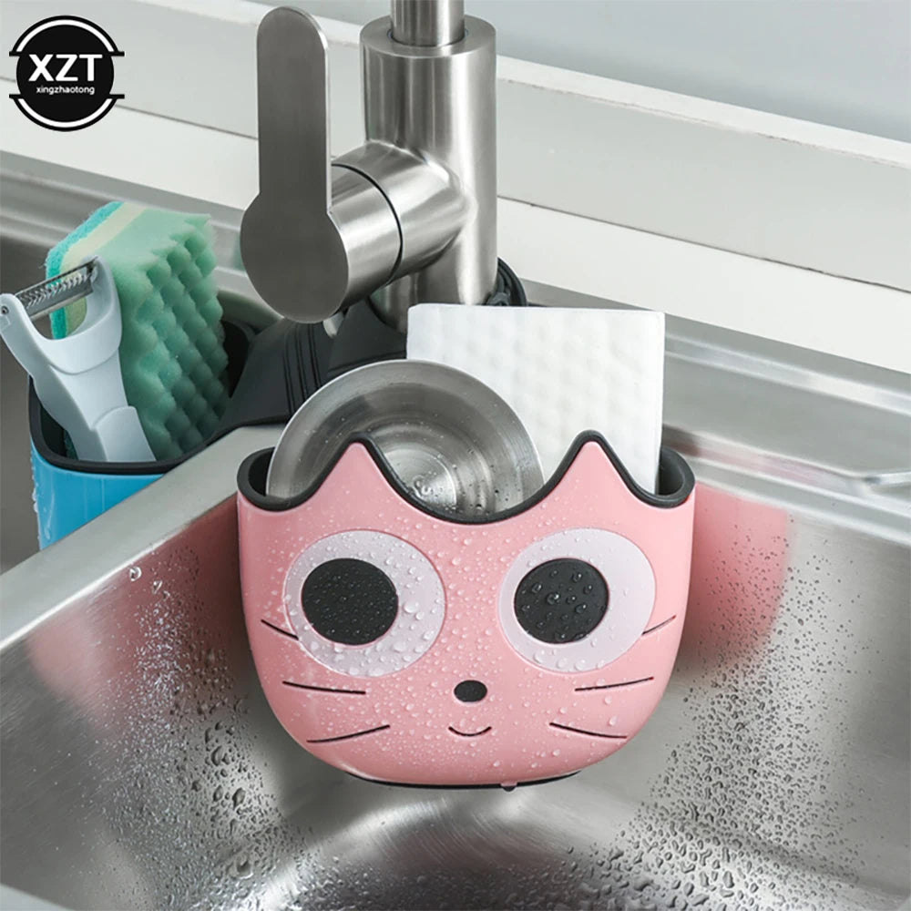 1Pcs Cute Sink Faucet Sponge Holder Ajustable Hanging Storage Basket for Soap Sponge Shelf Kitchen Bathroom Organzier Bag