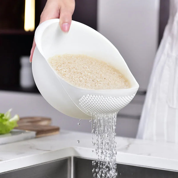 1pc Rice Bowl Drain Basket Kitchen Multi-purpose Rice Washing Machine Fruit Bowl Washing Drain Basket With Handle Home Organizer