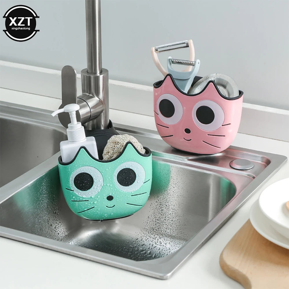 1Pcs Cute Sink Faucet Sponge Holder Ajustable Hanging Storage Basket for Soap Sponge Shelf Kitchen Bathroom Organzier Bag