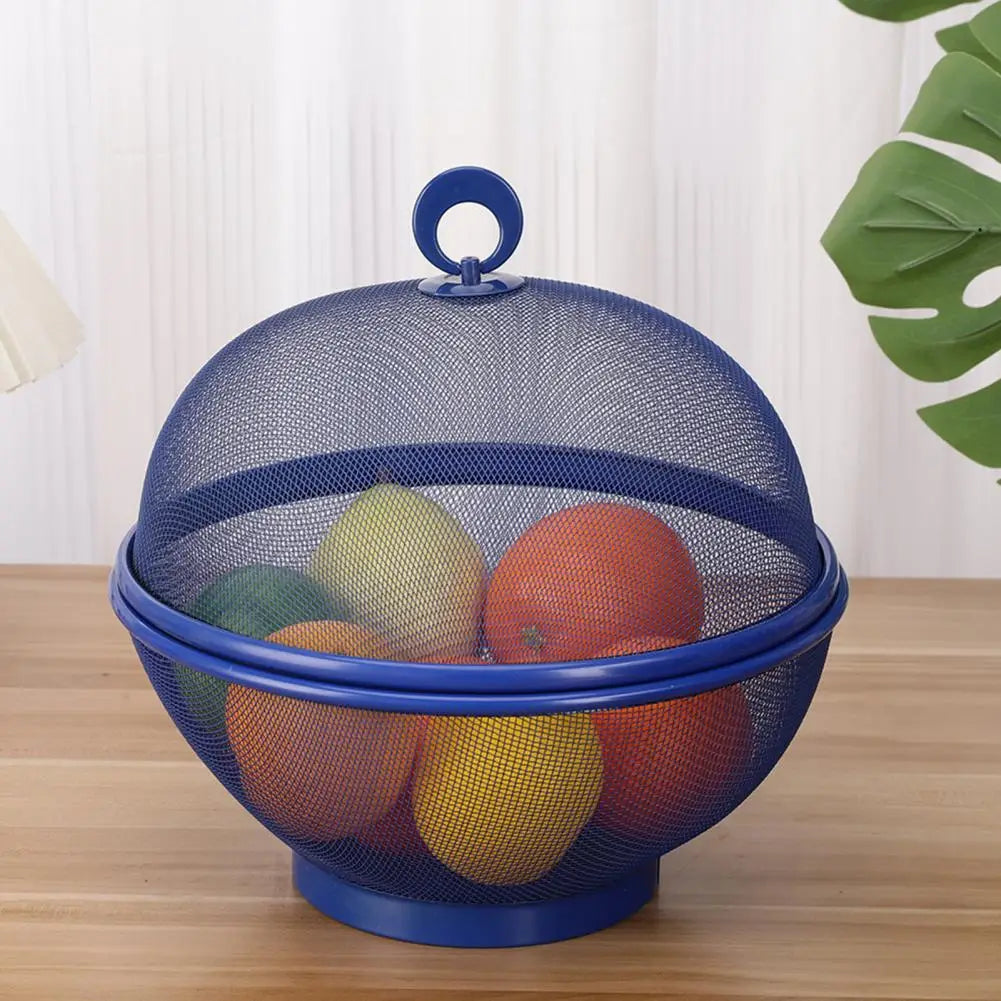 Mesh Fruit Basket with Lid Large Capacity Food Grade Prevent Fly Stainless Steel Kitchen Drain Basket Vegetables Fruit Holder