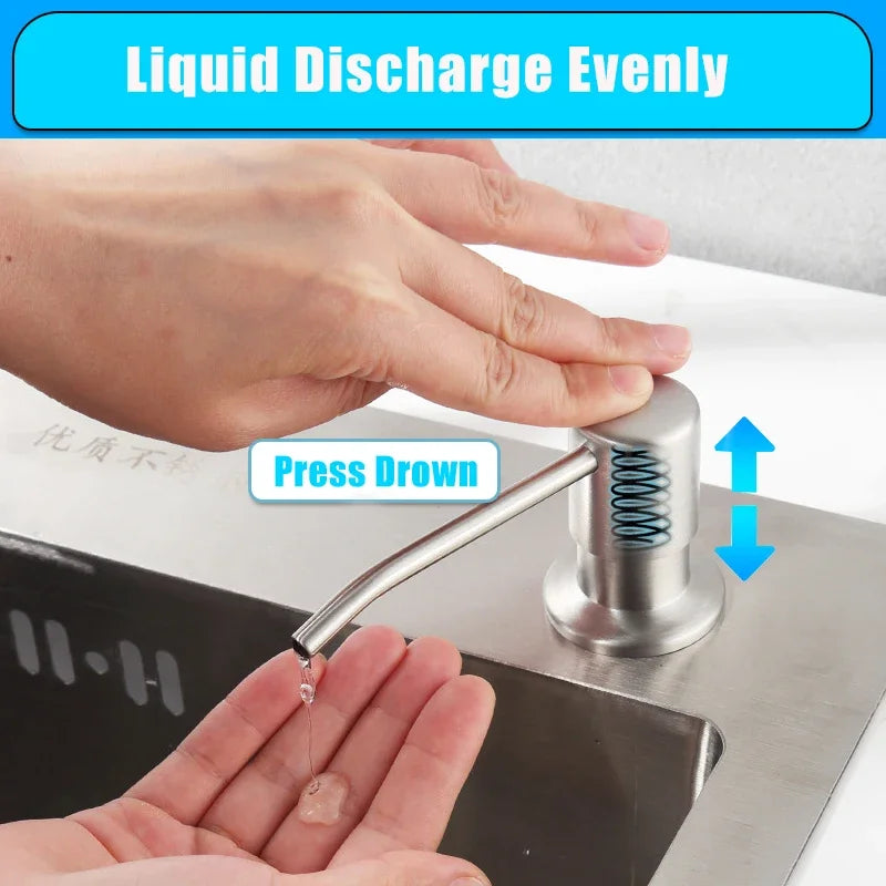 500/350ML Kitchen Sink Liquid Soap Dispenser Pump Stainless Steel Liquid Soap Bottle Sink Hand Pressure Soap Dispenser Bottle