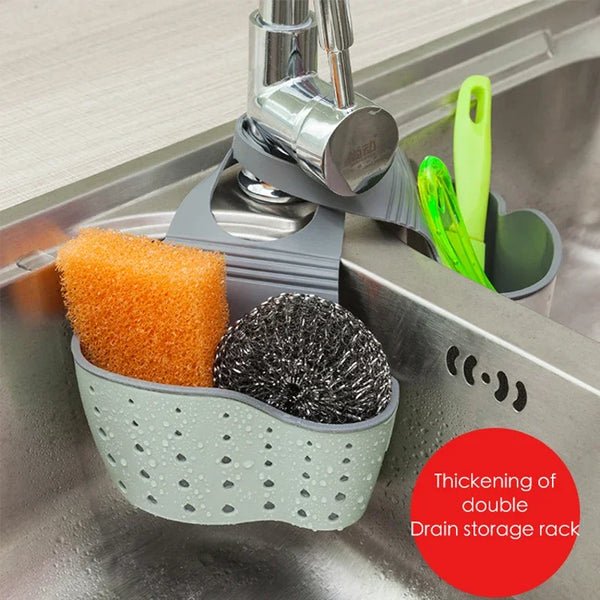 Kitchen Sink Holder Hanging Drain Basket Adjustable Soap Sponge Shelf Organizer Bathroom Faucet Holder Rack Kitchen Accessories