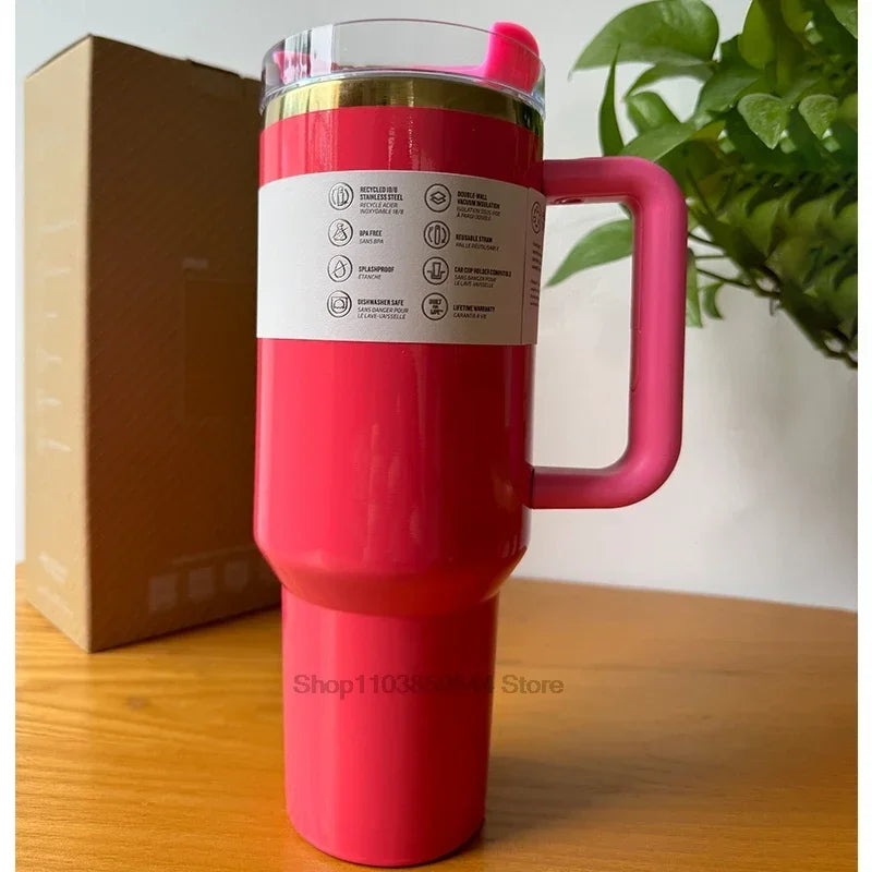 Tumbler Handle Lid Straw Thermos Cup Silicone Boot Stainless Steel Vacuum Insulated Iced Travel For StanIeys Coffee Mug