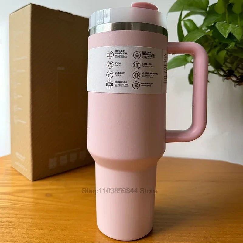 Tumbler Handle Lid Straw Thermos Cup Silicone Boot Stainless Steel Vacuum Insulated Iced Travel For StanIeys Coffee Mug