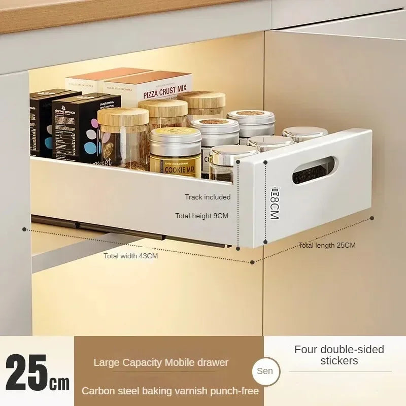 In-Cabinet Drawers Shelf Kitchen Storage Pull Out Bottles Jars Basket Layered Spice Dish Plate Under Sink Boxes Home Organizater