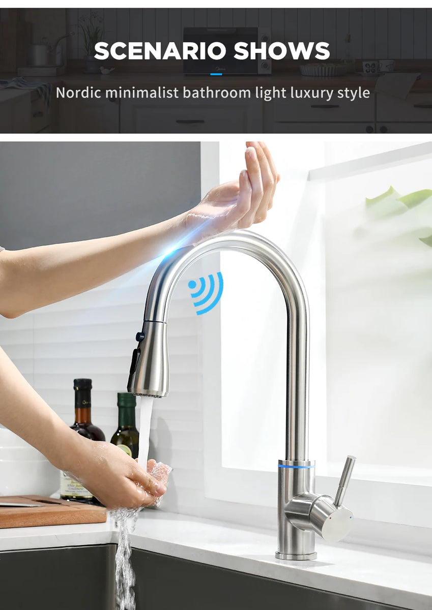 Smart Touch Kitchen Faucets Crane For Sensor Kitchen Water Tap Sink Mixer Rotate Touch Faucet Sensor Water Mixer KH-1005