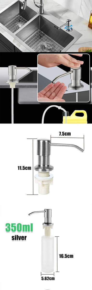 304 Stainless Steel Kitchen Sink Soap Dispenser Extension Tube Dish Soap Press Pump Head Outlet Head Extender 350/500ML