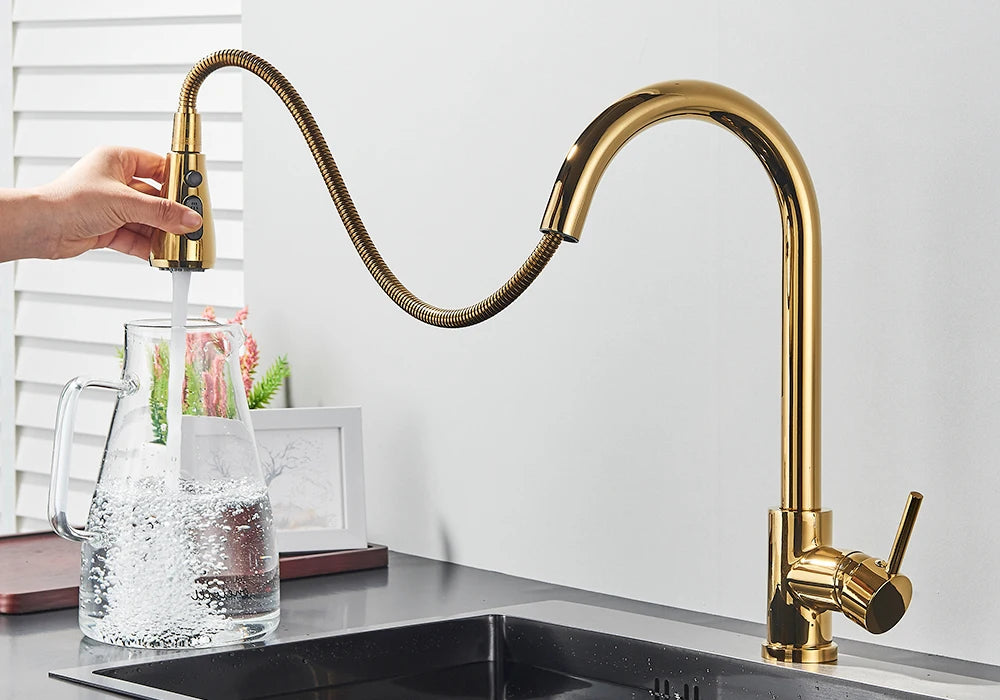 Pull Out Kitchen Faucet 2-way Sprayer Water Tap Single Handle Mixer Tap 360 Rotation Hot Cold Water Tap For Kitchen