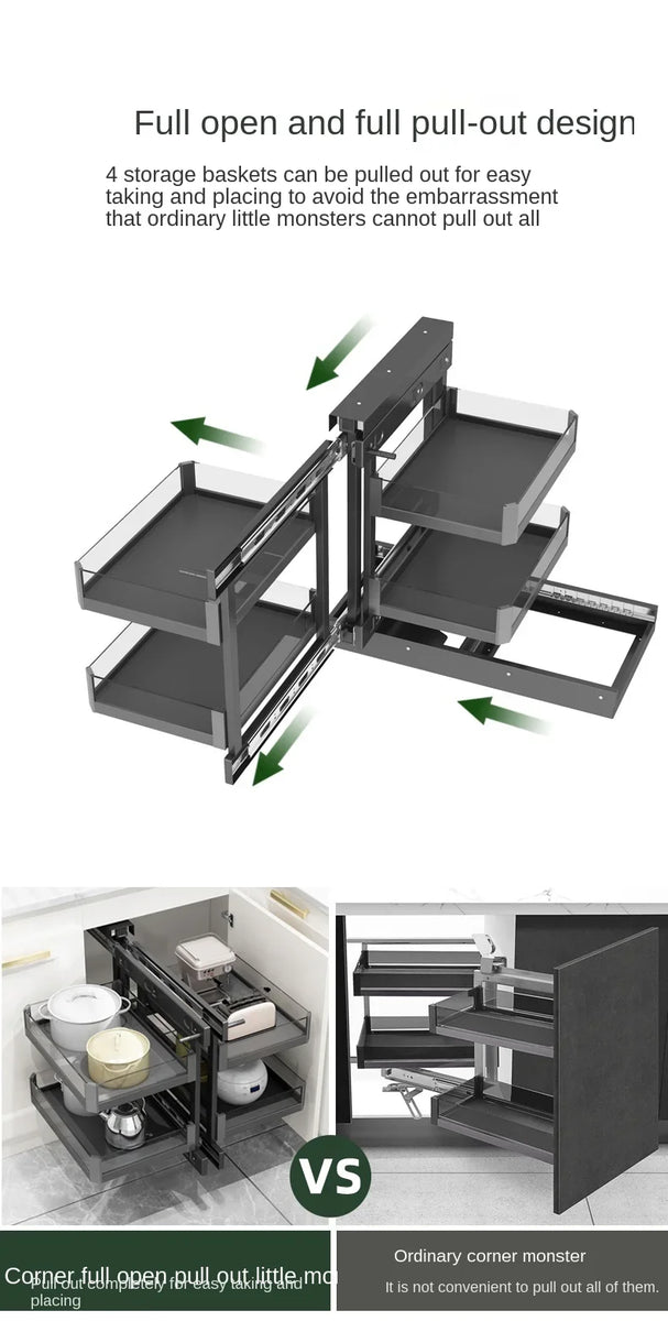 Cabinet Corner Pull-out Basket Kitchen Pot Rack Pull-out Basket Storage Rack Full Pull-out Cabinet Corner