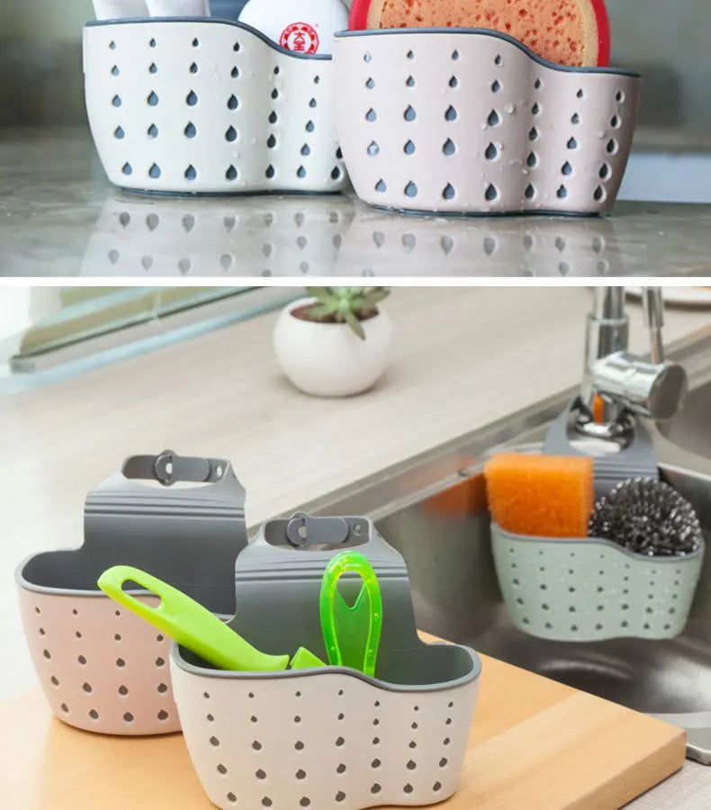 Kitchen Sink Holder Hanging Drain Basket Adjustable Soap Sponge Shelf Organizer Bathroom Faucet Holder Rack Kitchen Accessories