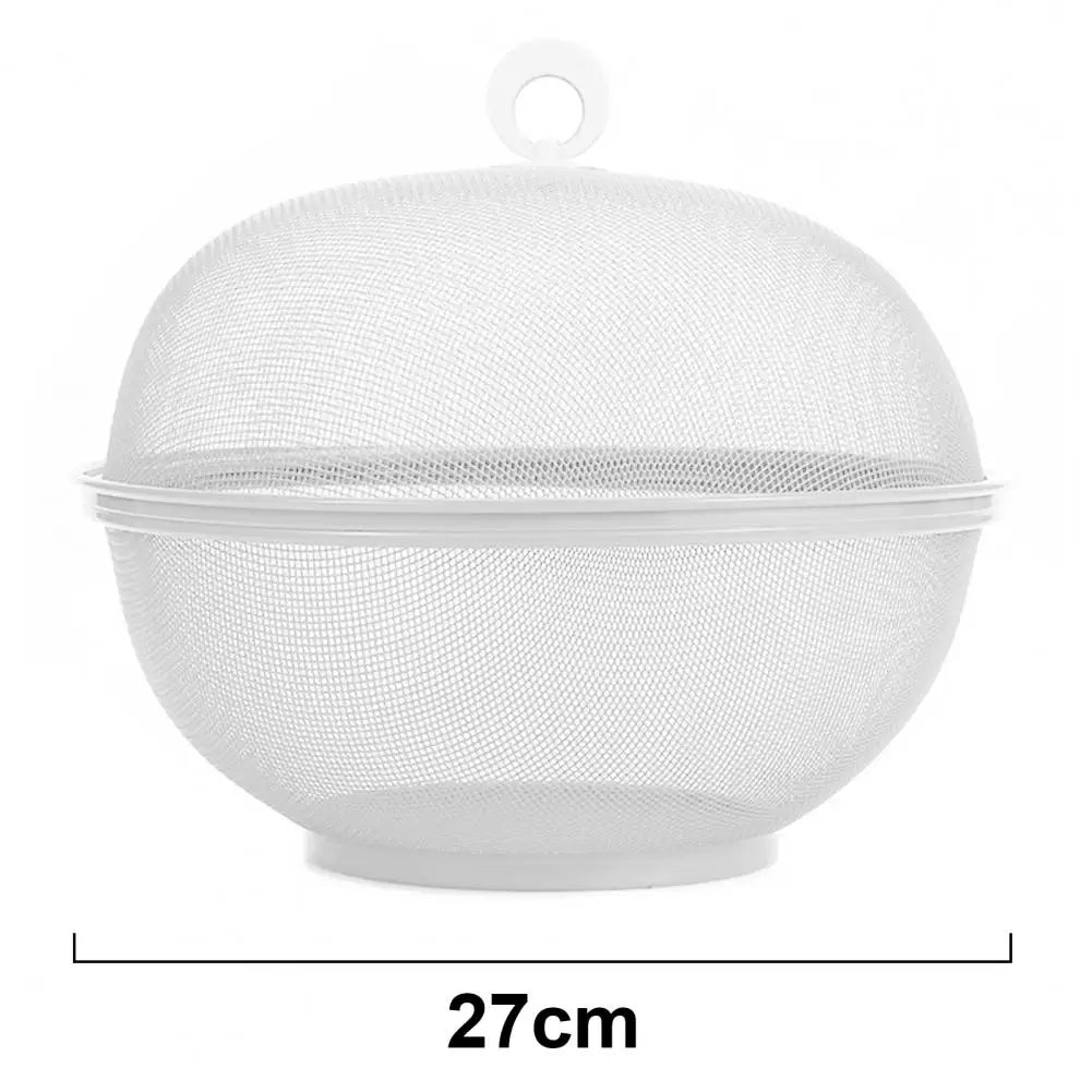 Mesh Fruit Basket with Lid Large Capacity Food Grade Prevent Fly Stainless Steel Kitchen Drain Basket Vegetables Fruit Holder