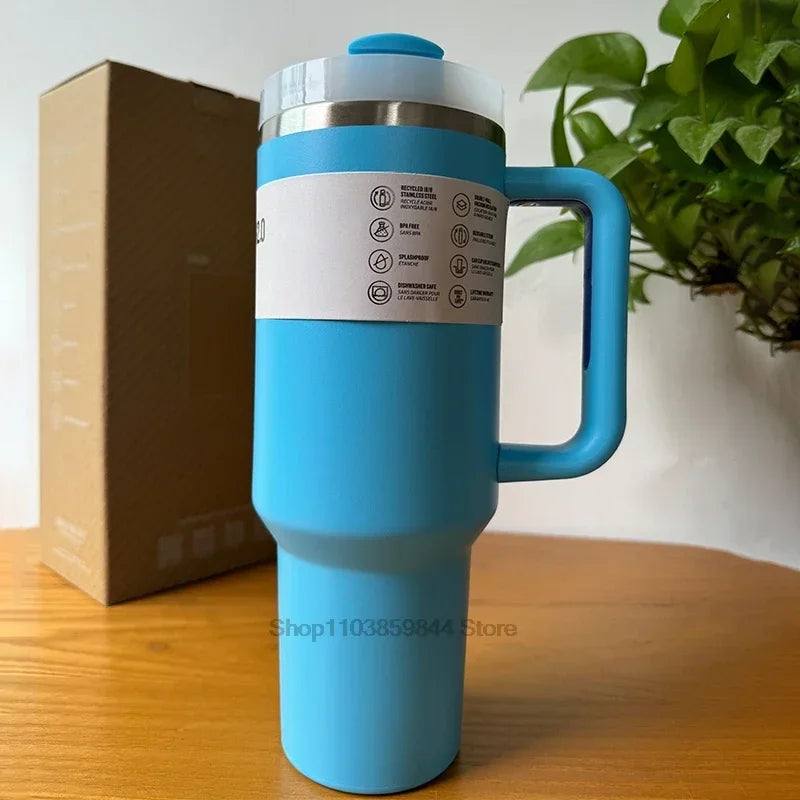 Tumbler Handle Lid Straw Thermos Cup Silicone Boot Stainless Steel Vacuum Insulated Iced Travel For StanIeys Coffee Mug