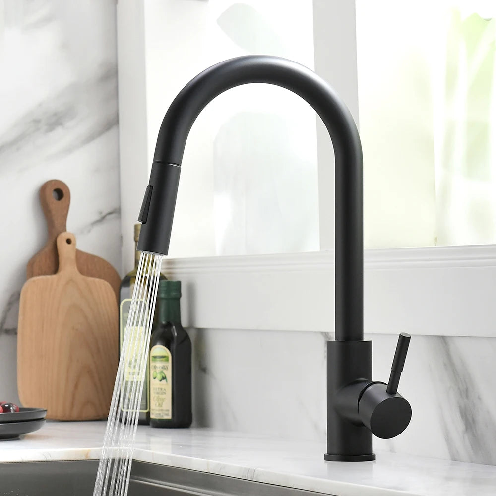 G1/2 Kitchen Faucet Black Surface Water Faucet Kitchen Sink Faucet Pull-out Kitchen Faucet Single Hole Tap