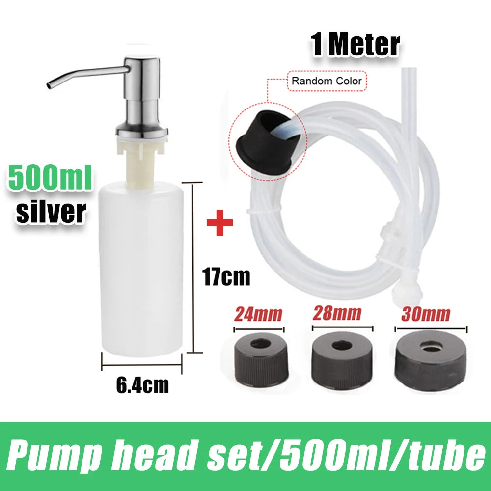 304 Stainless Steel Kitchen Sink Soap Dispenser Extension Tube Dish Soap Press Pump Head Outlet Head Extender 350/500ML