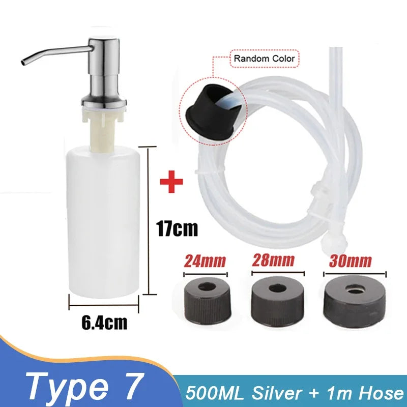 500/350ML Kitchen Sink Liquid Soap Dispenser Pump Stainless Steel Liquid Soap Bottle Sink Hand Pressure Soap Dispenser Bottle