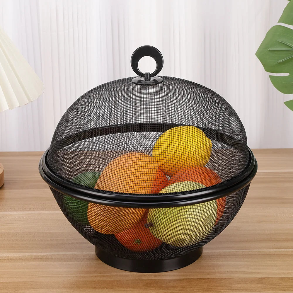 Mesh Fruit Basket with Lid Prevent Fly Stainless Steel Kitchen Drain Basket Vegetables Fruit Holder Kitchen Supplies 그물코 과일 바구니