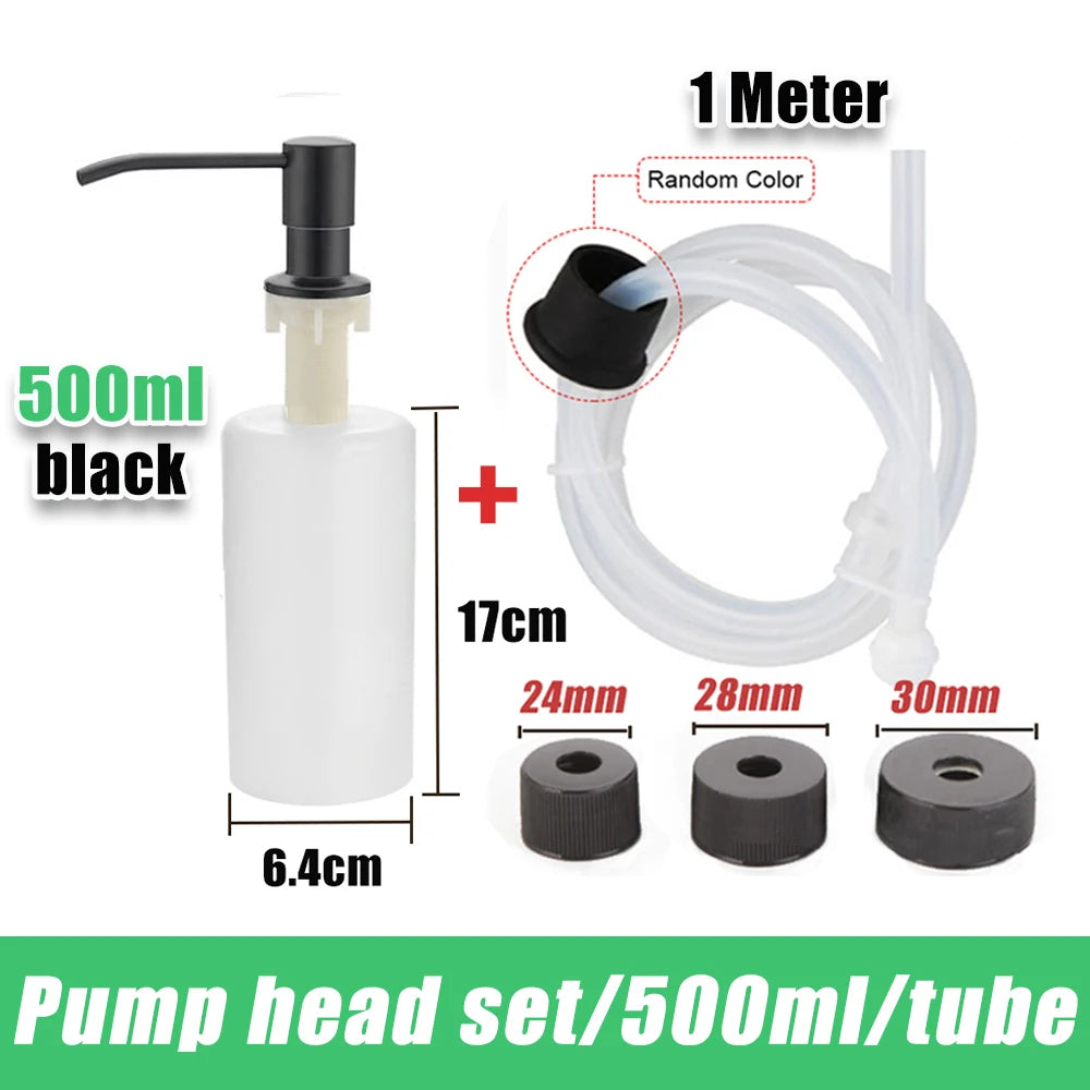 304 Stainless Steel Kitchen Sink Soap Dispenser Extension Tube Dish Soap Press Pump Head Outlet Head Extender 350/500ML