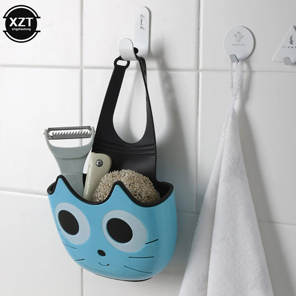 1Pcs Cute Sink Faucet Sponge Holder Ajustable Hanging Storage Basket for Soap Sponge Shelf Kitchen Bathroom Organzier Bag