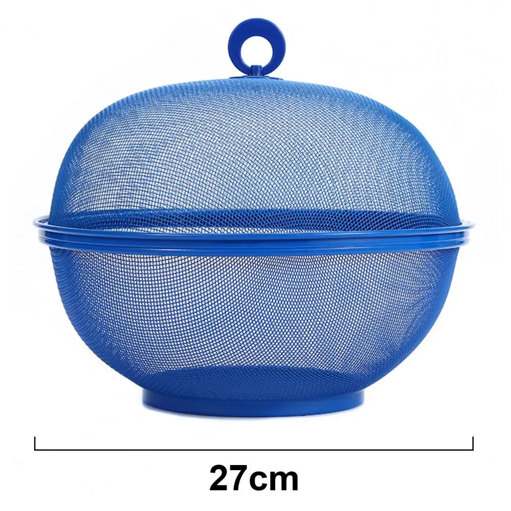 Mesh Fruit Basket with Lid Large Capacity Food Grade Prevent Fly Stainless Steel Kitchen Drain Basket Vegetables Fruit Holder