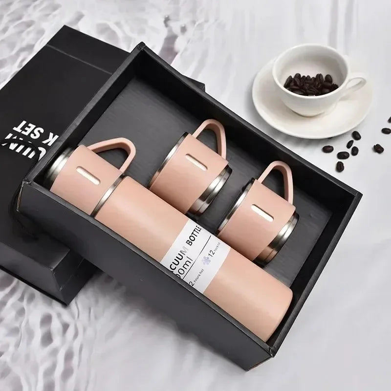 Portable 304 Stainless Steel Vacuum Insulated Bottle Gift Set Office Business Style Coffee Mug Thermos Bottle Flask Carafe