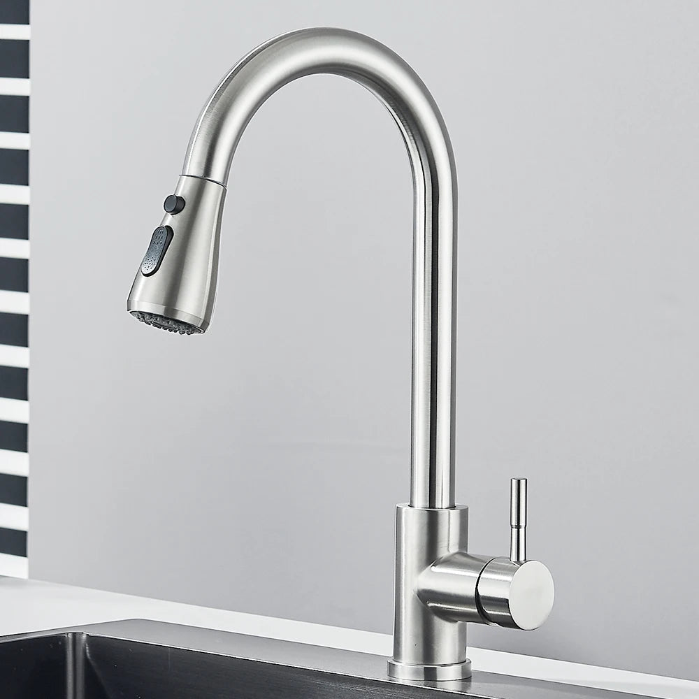 Pull Out Kitchen Faucet 2-way Sprayer Water Tap Single Handle Mixer Tap 360 Rotation Hot Cold Water Tap For Kitchen