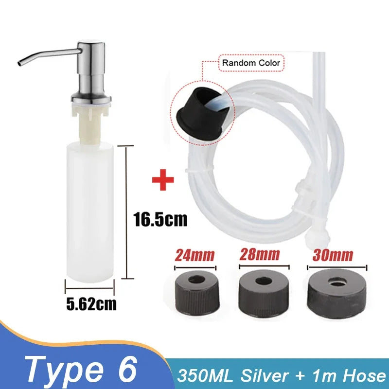 500/350ML Kitchen Sink Liquid Soap Dispenser Pump Stainless Steel Liquid Soap Bottle Sink Hand Pressure Soap Dispenser Bottle