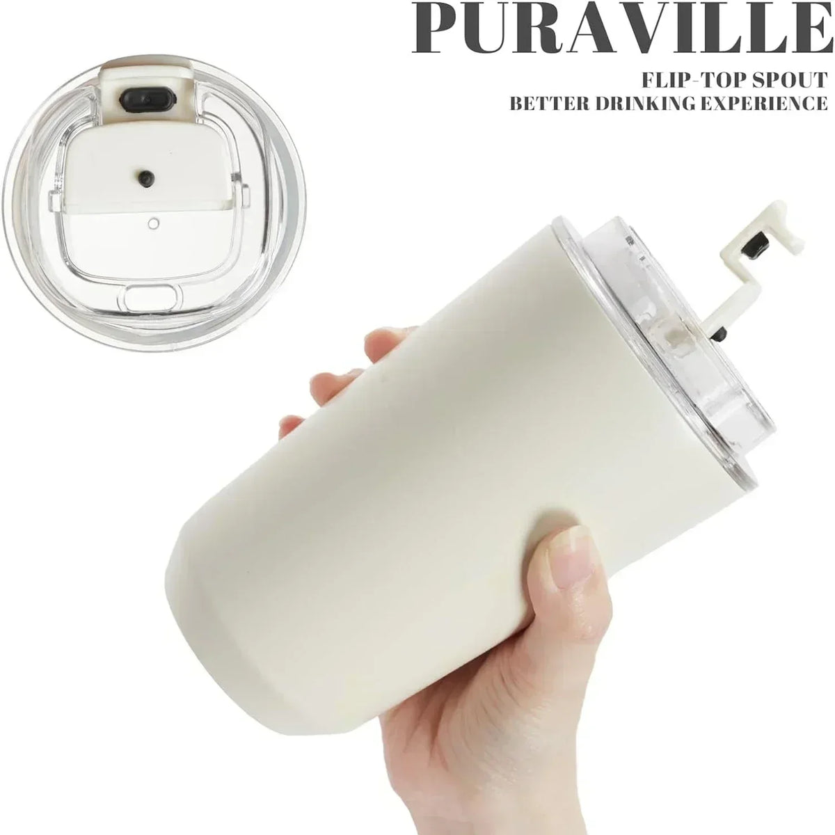 1PCS Tumbler Thermos Cup Milky White Coffee Mug Car Insulated Water Bottle Travel Stainless Steel Vacuum Flasks Drinking Kettle