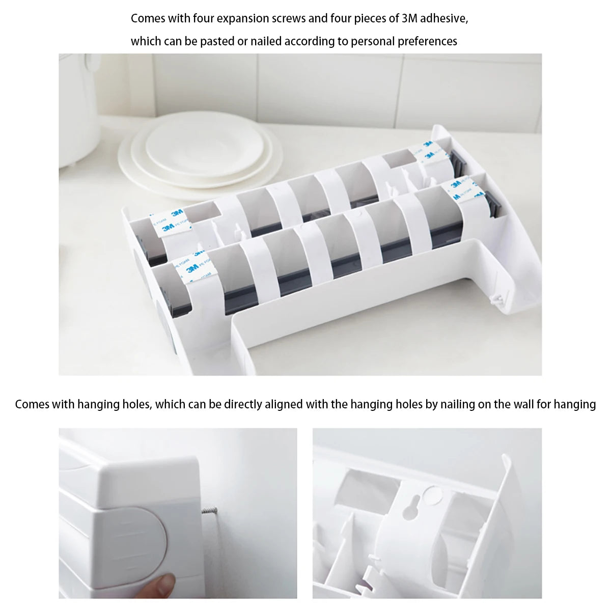 Multi-function 3 in 1 Aluminum Foil And Film Dispenser Kitchen Storage Shelf Kitchen Seasoning Jar Oil Suction Paper Organizers