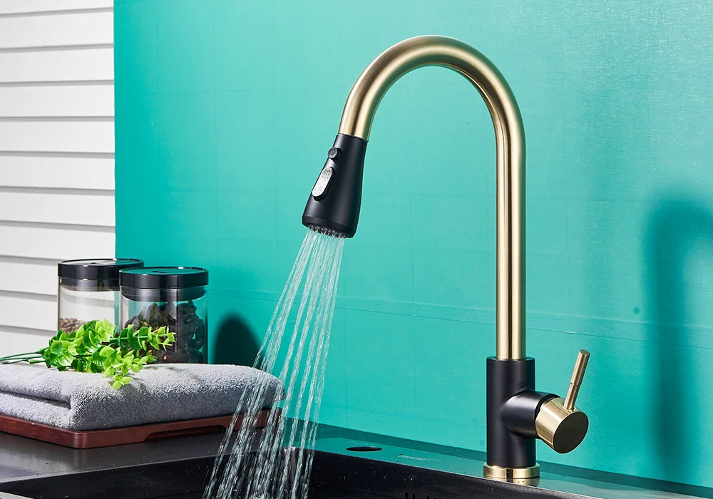 Pull Out Kitchen Faucet 2-way Sprayer Water Tap Single Handle Mixer Tap 360 Rotation Hot Cold Water Tap For Kitchen