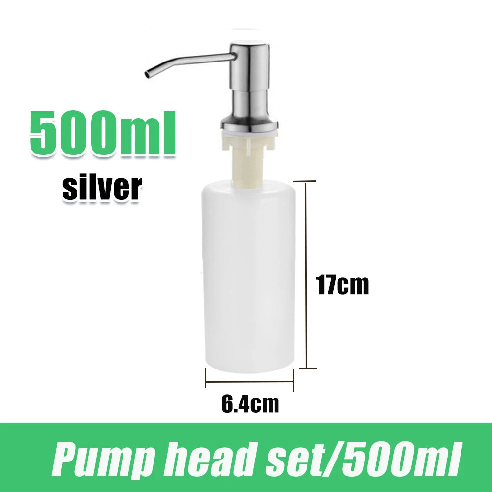 304 Stainless Steel Kitchen Sink Soap Dispenser Extension Tube Dish Soap Press Pump Head Outlet Head Extender 350/500ML