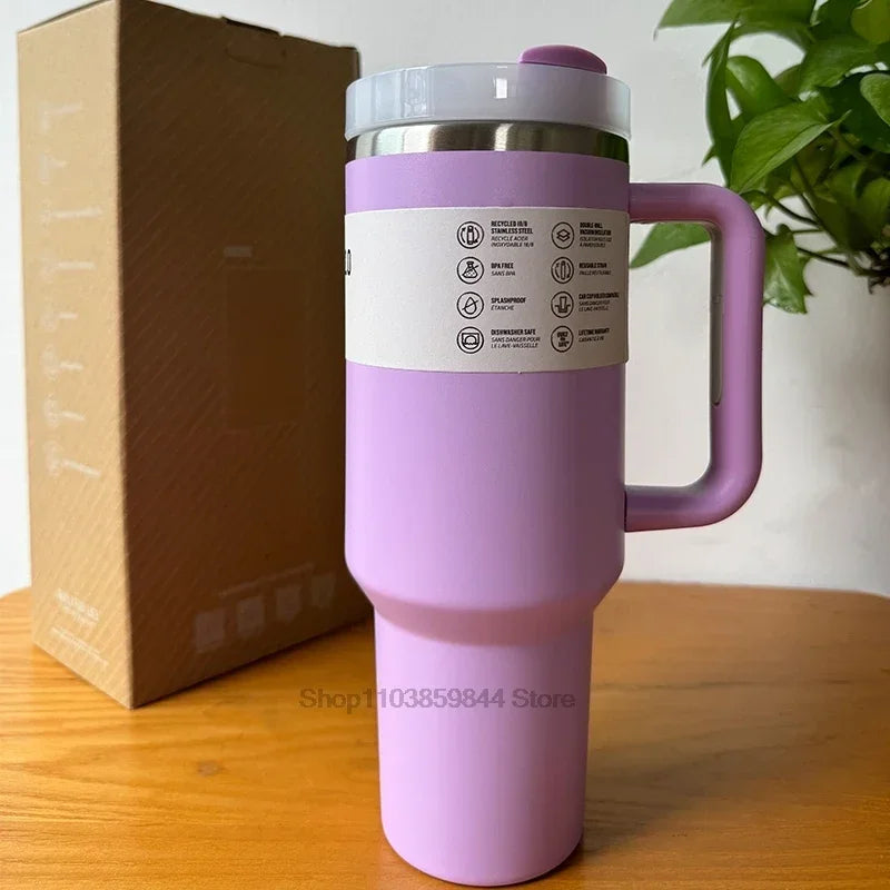 Tumbler Handle Lid Straw Thermos Cup Silicone Boot Stainless Steel Vacuum Insulated Iced Travel For StanIeys Coffee Mug