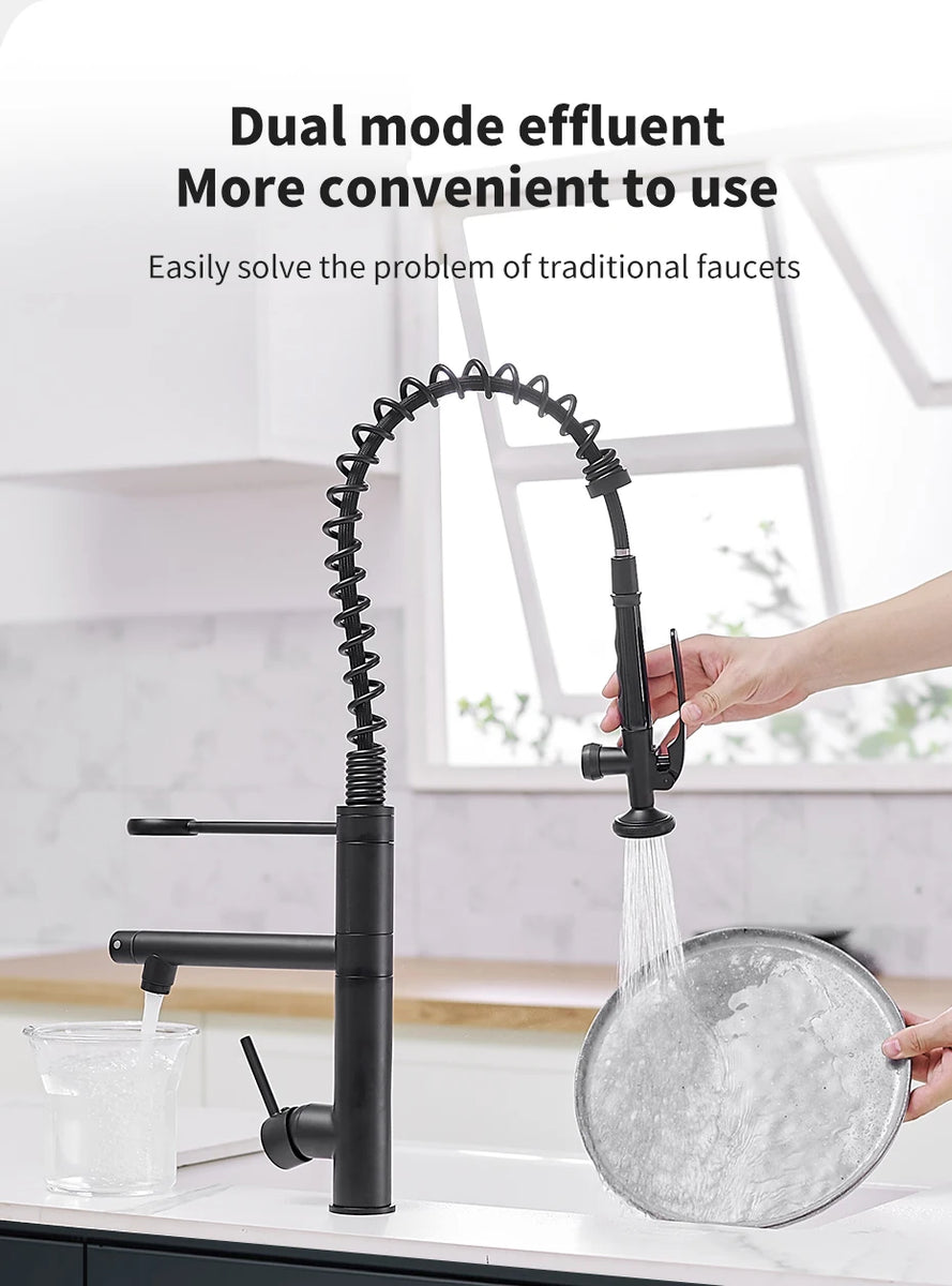 Black Kitchen Faucet Chrome Brass Tall kitchen faucet mixer Sink Faucet Pull Down Spray Single Handle Swivel Spout Mixer Taps