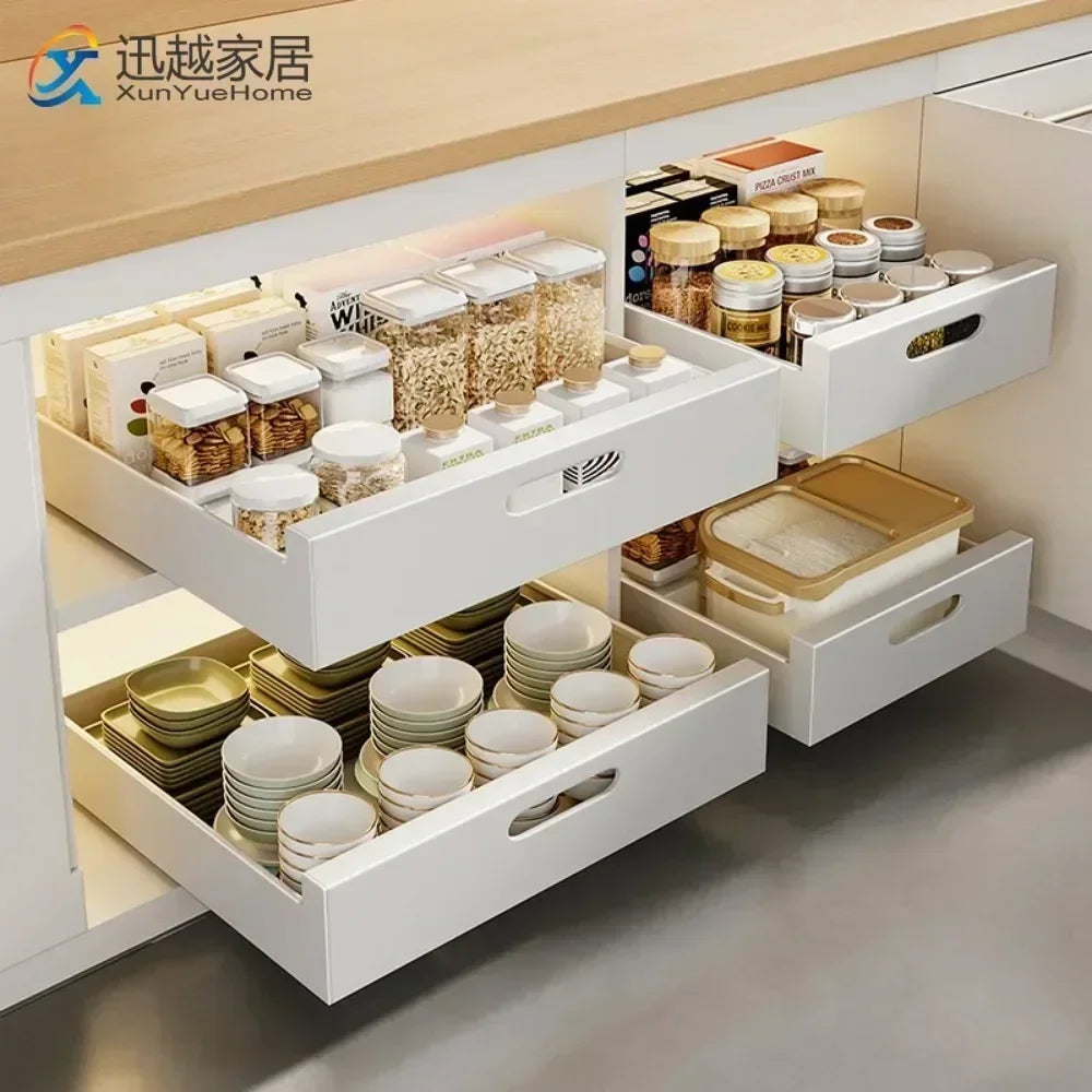 In-Cabinet Drawers Shelf Kitchen Storage Pull Out Bottles Jars Basket Layered Spice Dish Plate Under Sink Boxes Home Organizater