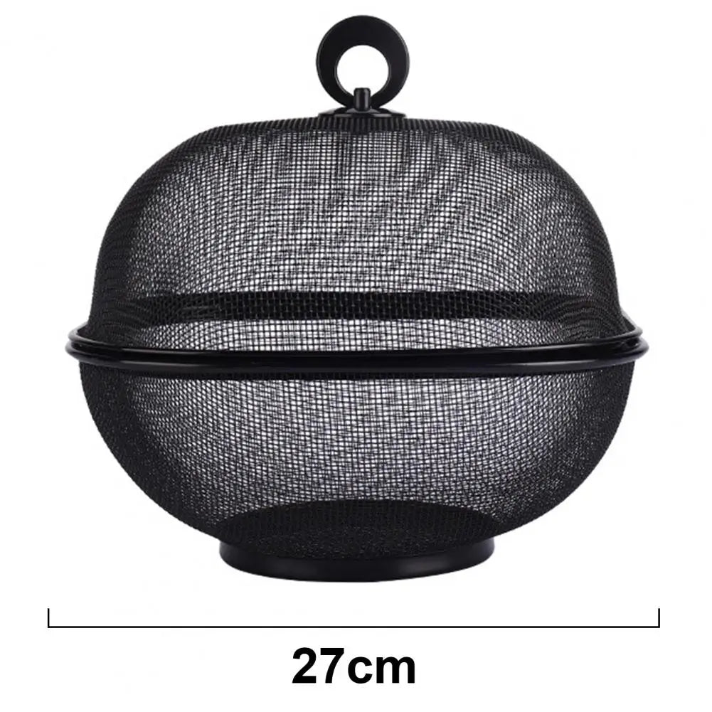 Mesh Fruit Basket with Lid Large Capacity Food Grade Prevent Fly Stainless Steel Kitchen Drain Basket Vegetables Fruit Holder