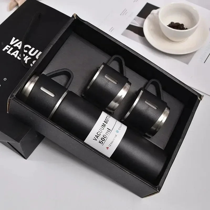 Portable 304 Stainless Steel Vacuum Insulated Bottle Gift Set Office Business Style Coffee Mug Thermos Bottle Flask Carafe