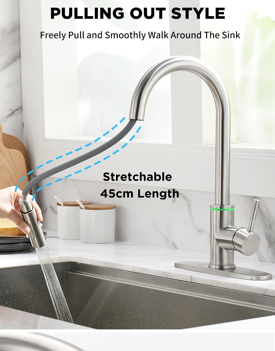 Smart Touch Kitchen Faucets Crane For Sensor Kitchen Water Tap Sink Mixer Rotate Touch Faucet Sensor Water Mixer KH-1005